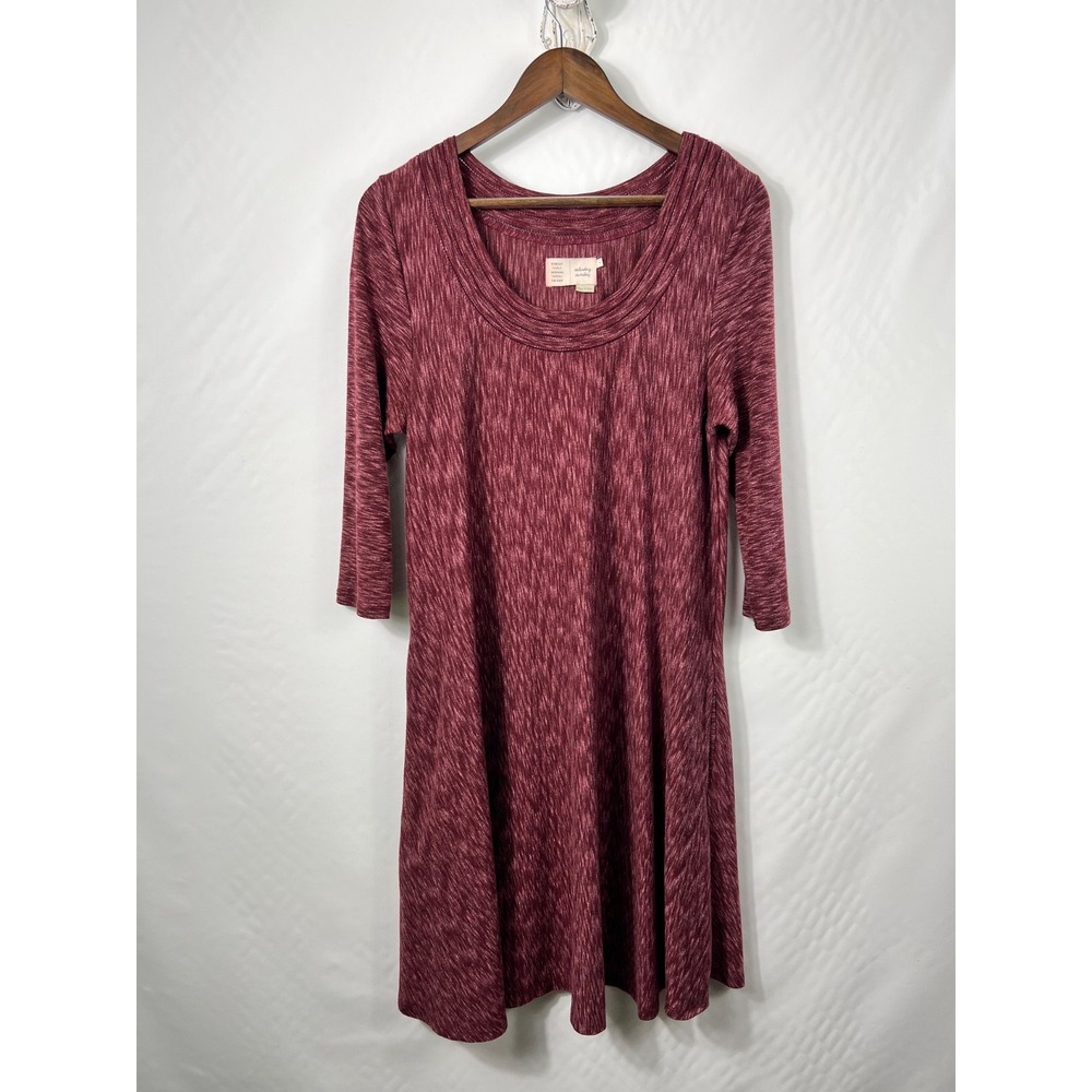 Anthropologie Saturday Sunday Burgundy Narva Swing Dress Size M Space Dye